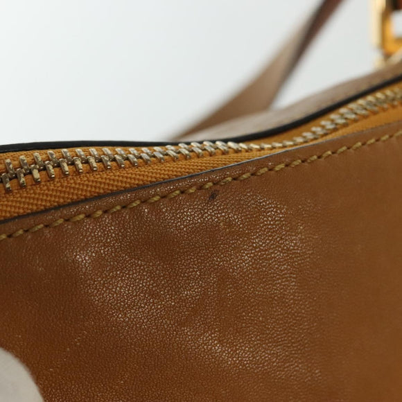 Chloe Tote Bag Leather 2way Beige Gold Auth BA4868