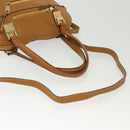 Chloe Tote Bag Leather 2way Beige Gold Auth BA4868-8
