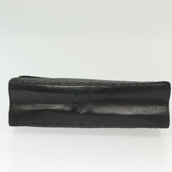 BALLY Hand Bag Leather Black Gold Auth BA4871