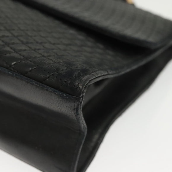 BALLY Hand Bag Leather Black Gold Auth BA4871