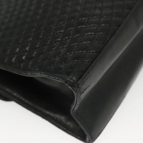 BALLY Hand Bag Leather Black Gold Auth BA4871