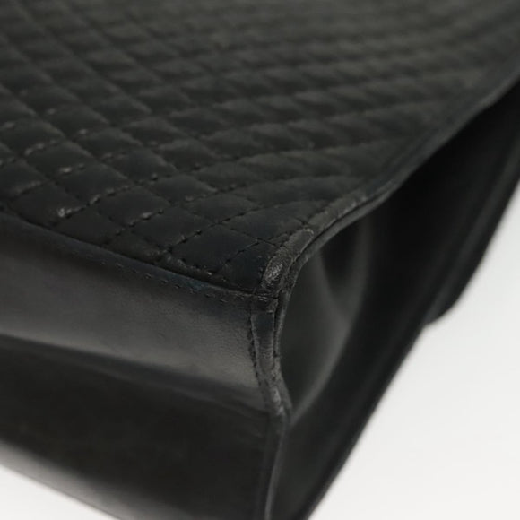 BALLY Hand Bag Leather Black Gold Auth BA4871