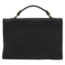 BALLY Hand Bag Leather Black Gold Auth BA4871-2