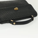 BALLY Hand Bag Leather Black Gold Auth BA4871-7