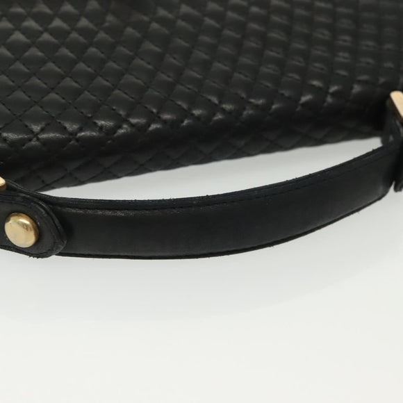 BALLY Hand Bag Leather Black Gold Auth BA4871