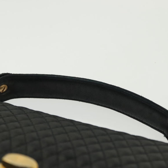 BALLY Hand Bag Leather Black Gold Auth BA4871
