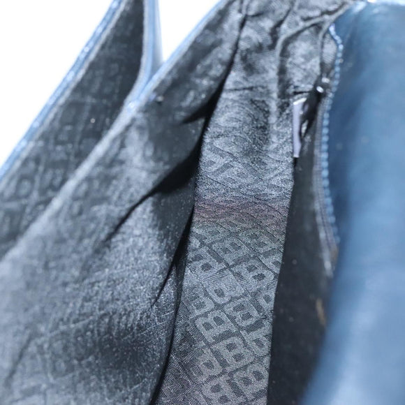 BALLY Hand Bag Leather 2way Navy Gold Auth BA4873