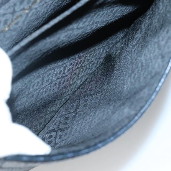 BALLY Hand Bag Leather 2way Navy Gold Auth BA4873