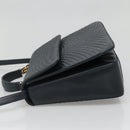 BALLY Hand Bag Leather 2way Navy Gold Auth BA4873-3