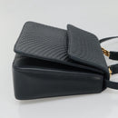 BALLY Hand Bag Leather 2way Navy Gold Auth BA4873-4