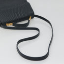 BALLY Hand Bag Leather 2way Navy Gold Auth BA4873-8