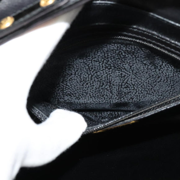 FENDI Shoulder Bag Leather Black Gold Auth BA4874