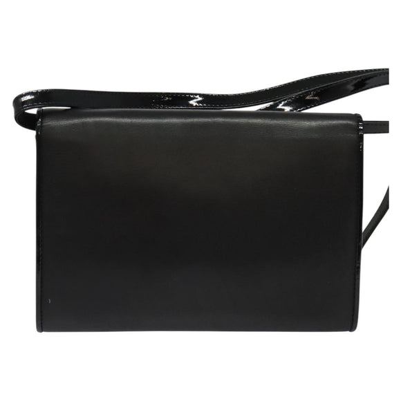 FENDI Shoulder Bag Leather Black Gold Auth BA4874