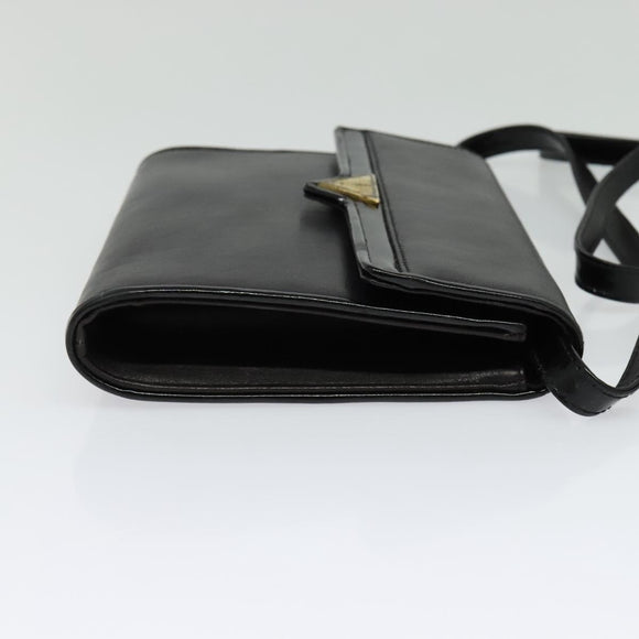 FENDI Shoulder Bag Leather Black Gold Auth BA4874