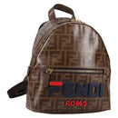 FENDI Zucca Canvas Backpack PVC FILA Collaboration Brown Gold Auth BA4876-1