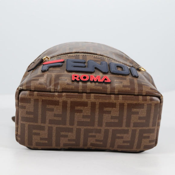 FENDI Zucca Canvas Backpack PVC FILA Collaboration Brown Gold Auth BA4876