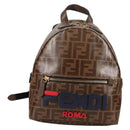 FENDI Zucca Canvas Backpack PVC FILA Collaboration Brown Gold Auth BA4876-13