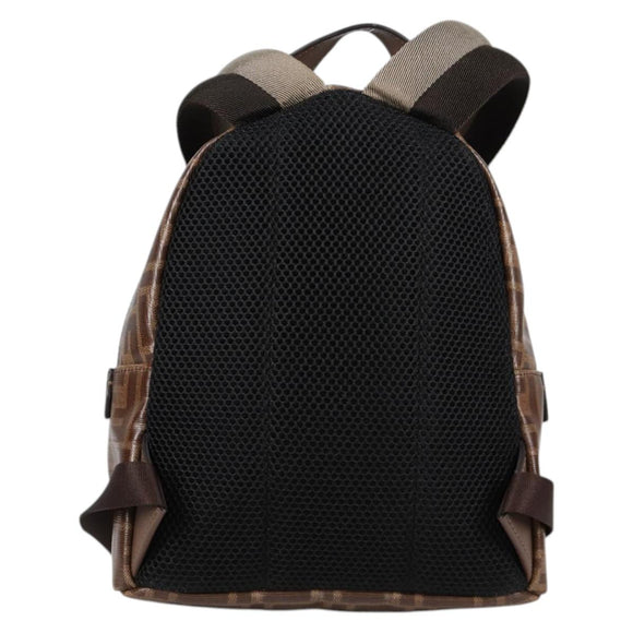 FENDI Zucca Canvas Backpack PVC FILA Collaboration Brown Gold Auth BA4876