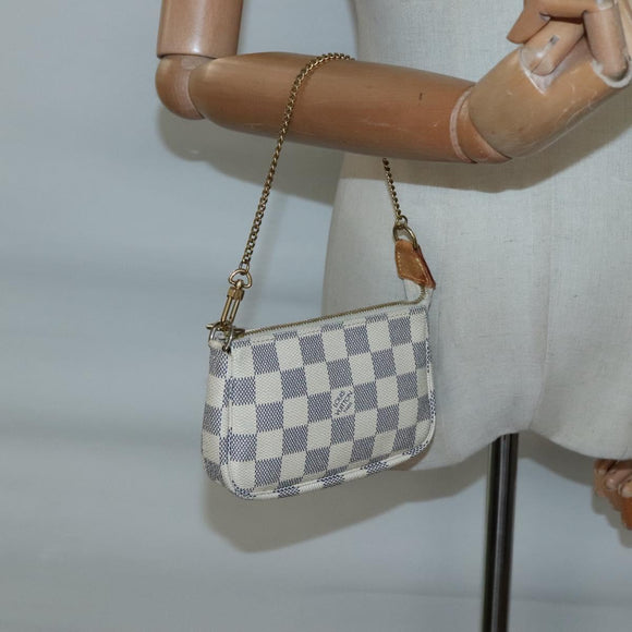 LOUIS VUITTON Damier Azur Mini Pochette Accessoires Pouch N63005 LV Auth BA4881