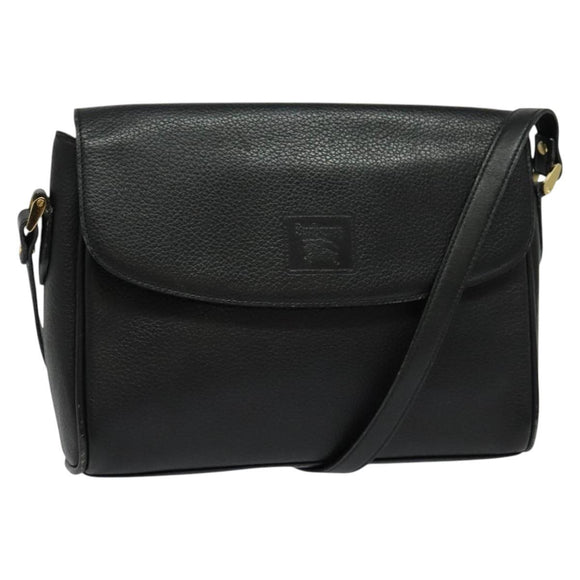 Burberrys Shoulder Bag Leather Black Auth BA489
