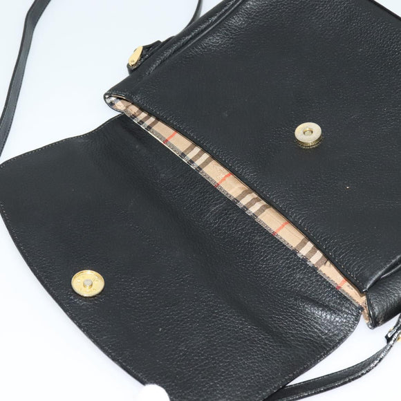 Burberrys Shoulder Bag Leather Black Auth BA489