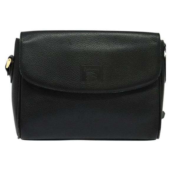 Burberrys Shoulder Bag Leather Black Auth BA489