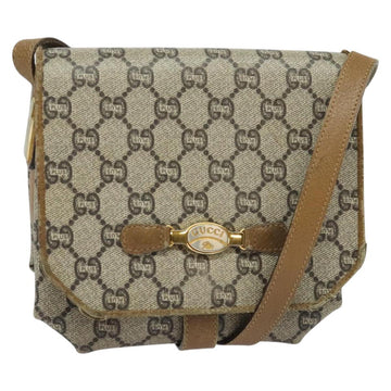 GUCCI GG Plus Supreme Shoulder Bag PVC Beige Gold Auth BA4924