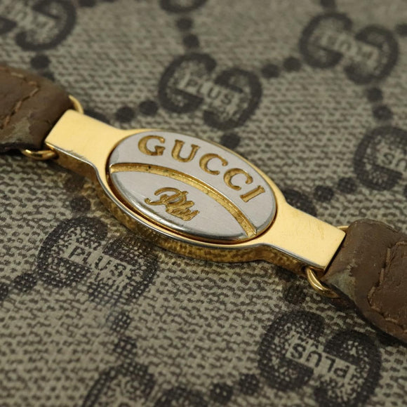 GUCCI GG Plus Supreme Shoulder Bag PVC Beige Gold Auth BA4924