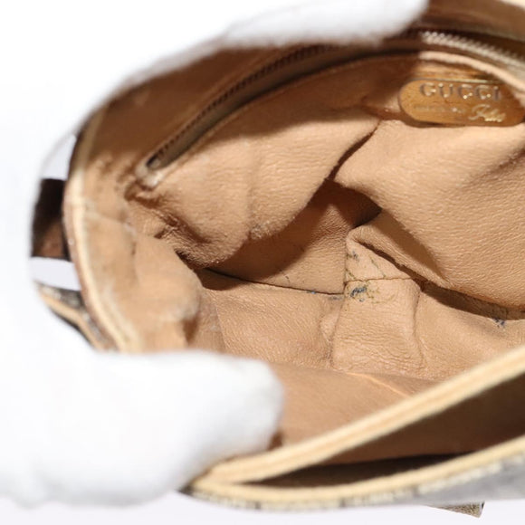 GUCCI GG Plus Supreme Shoulder Bag PVC Beige Gold Auth BA4924