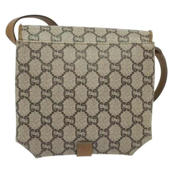 GUCCI GG Plus Supreme Shoulder Bag PVC Beige Gold Auth BA4924