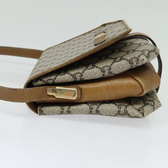 GUCCI GG Plus Supreme Shoulder Bag PVC Beige Gold Auth BA4924