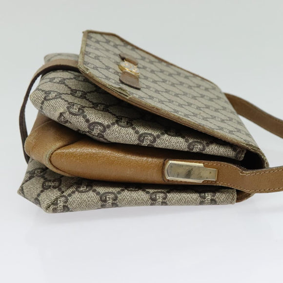 GUCCI GG Plus Supreme Shoulder Bag PVC Beige Gold Auth BA4924