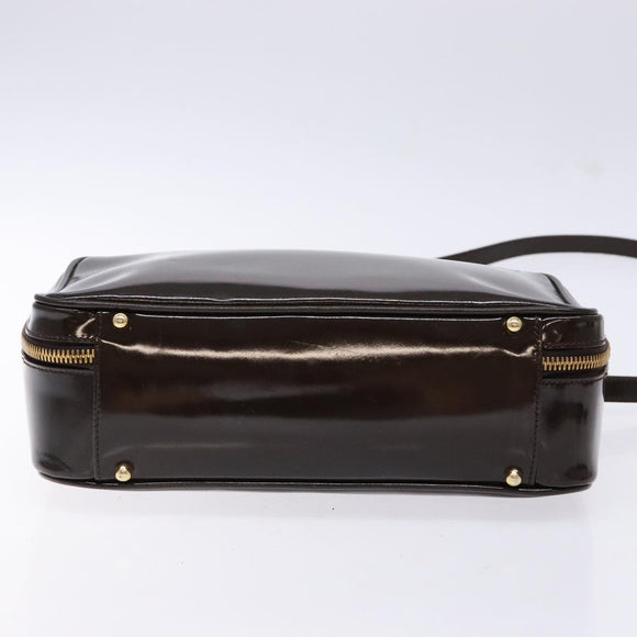 GUCCI Bamboo Vanity Hand Bag Enamel 2way Black Gold 000 2853 0565 0 Auth BA4925