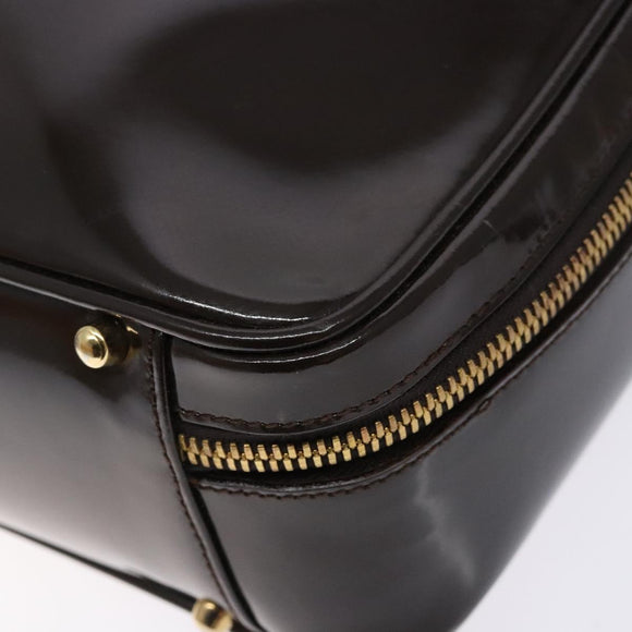 GUCCI Bamboo Vanity Hand Bag Enamel 2way Black Gold 000 2853 0565 0 Auth BA4925