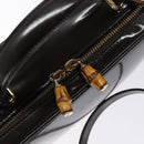 GUCCI Bamboo Vanity Hand Bag Enamel 2way Black Gold 000 2853 0565 0 Auth BA4925-19