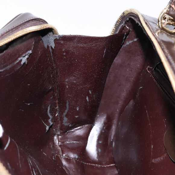 GUCCI Bamboo Vanity Hand Bag Enamel 2way Black Gold 000 2853 0565 0 Auth BA4925