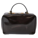 GUCCI Bamboo Vanity Hand Bag Enamel 2way Black Gold 000 2853 0565 0 Auth BA4925-13