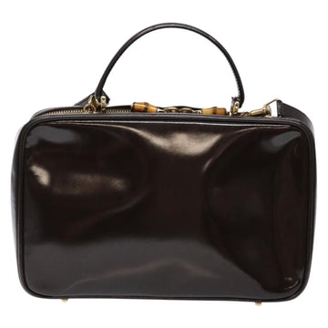 GUCCI Bamboo Vanity Hand Bag Enamel 2way Black Gold 000 2853 0565 0 Auth BA4925 - 0