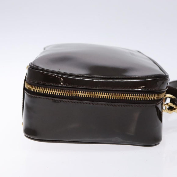 GUCCI Bamboo Vanity Hand Bag Enamel 2way Black Gold 000 2853 0565 0 Auth BA4925