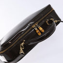 GUCCI Bamboo Vanity Hand Bag Enamel 2way Black Gold 000 2853 0565 0 Auth BA4925-6