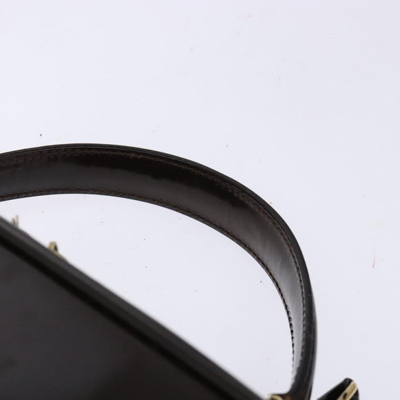 GUCCI Bamboo Vanity Hand Bag Enamel 2way Black Gold 000 2853 0565 0 Auth BA4925