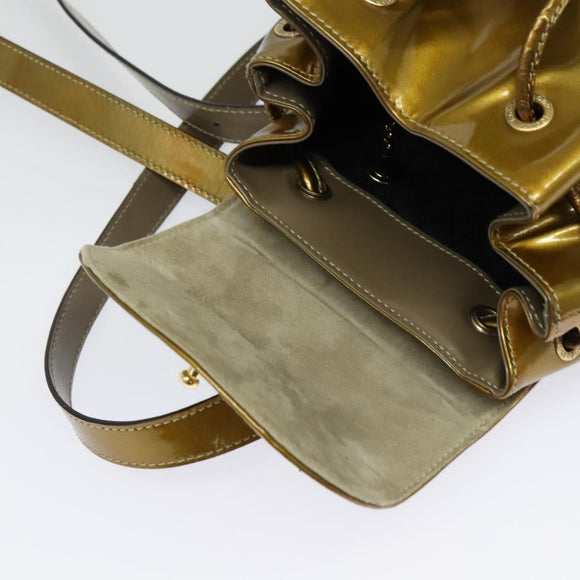 GUCCI Bamboo Backpack Enamel Gold 003 1705 0030 Auth BA4926