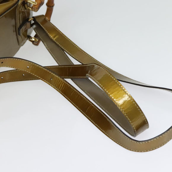 GUCCI Bamboo Backpack Enamel Gold 003 1705 0030 Auth BA4926