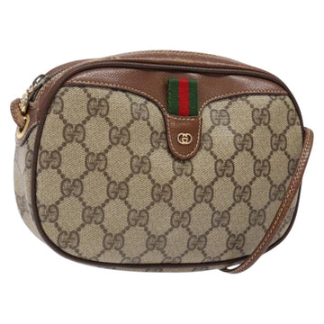 GUCCI GG Supreme Web Sherry Line Shoulder Bag PVC Beige Gold Auth BA4929