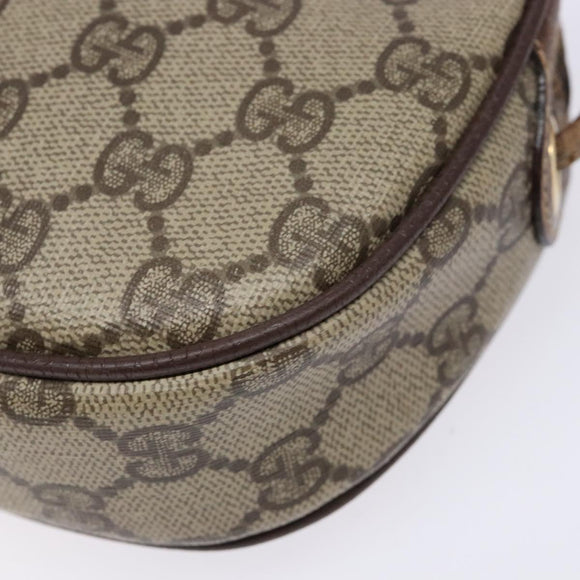 GUCCI GG Supreme Web Sherry Line Shoulder Bag PVC Beige Gold Auth BA4929