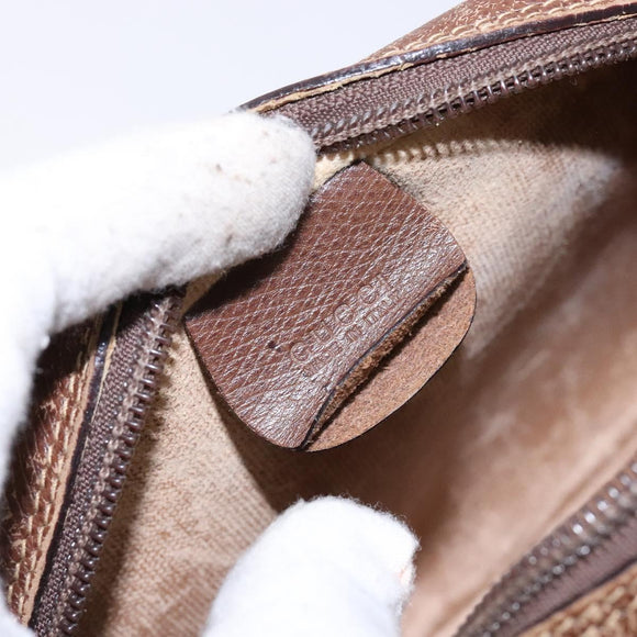 GUCCI GG Supreme Web Sherry Line Shoulder Bag PVC Beige Gold Auth BA4929