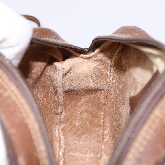 GUCCI GG Supreme Web Sherry Line Shoulder Bag PVC Beige Gold Auth BA4929