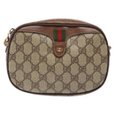 GUCCI GG Supreme Web Sherry Line Shoulder Bag PVC Beige Gold Auth BA4929-2