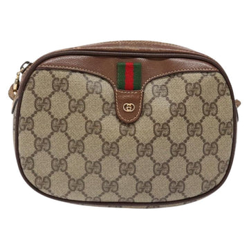 GUCCI GG Supreme Web Sherry Line Shoulder Bag PVC Beige Gold Auth BA4929 - 0