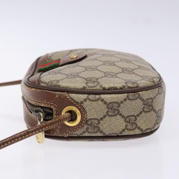 GUCCI GG Supreme Web Sherry Line Shoulder Bag PVC Beige Gold Auth BA4929